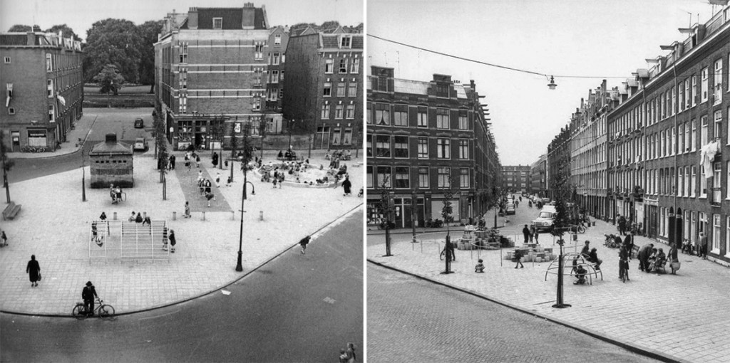 Los Playground de Aldo van Eyck, Amsterdam. Integración de elementos para el juego en el espacio de la calle. Fuente: play-scapes.com